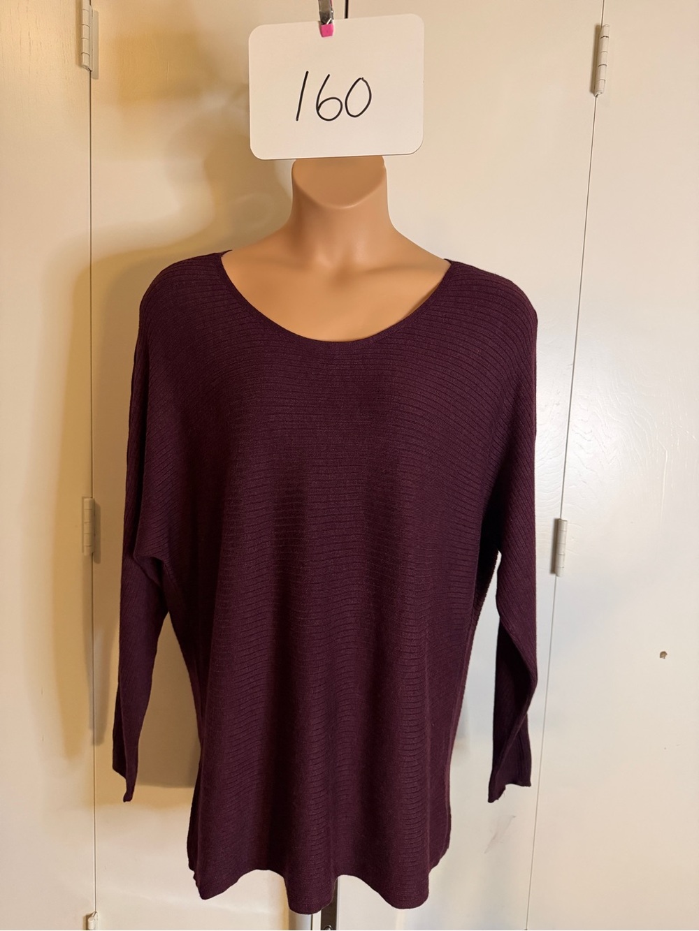 Lane Bryant Burgundy Scoop Neck Ribbed Knit Sweater